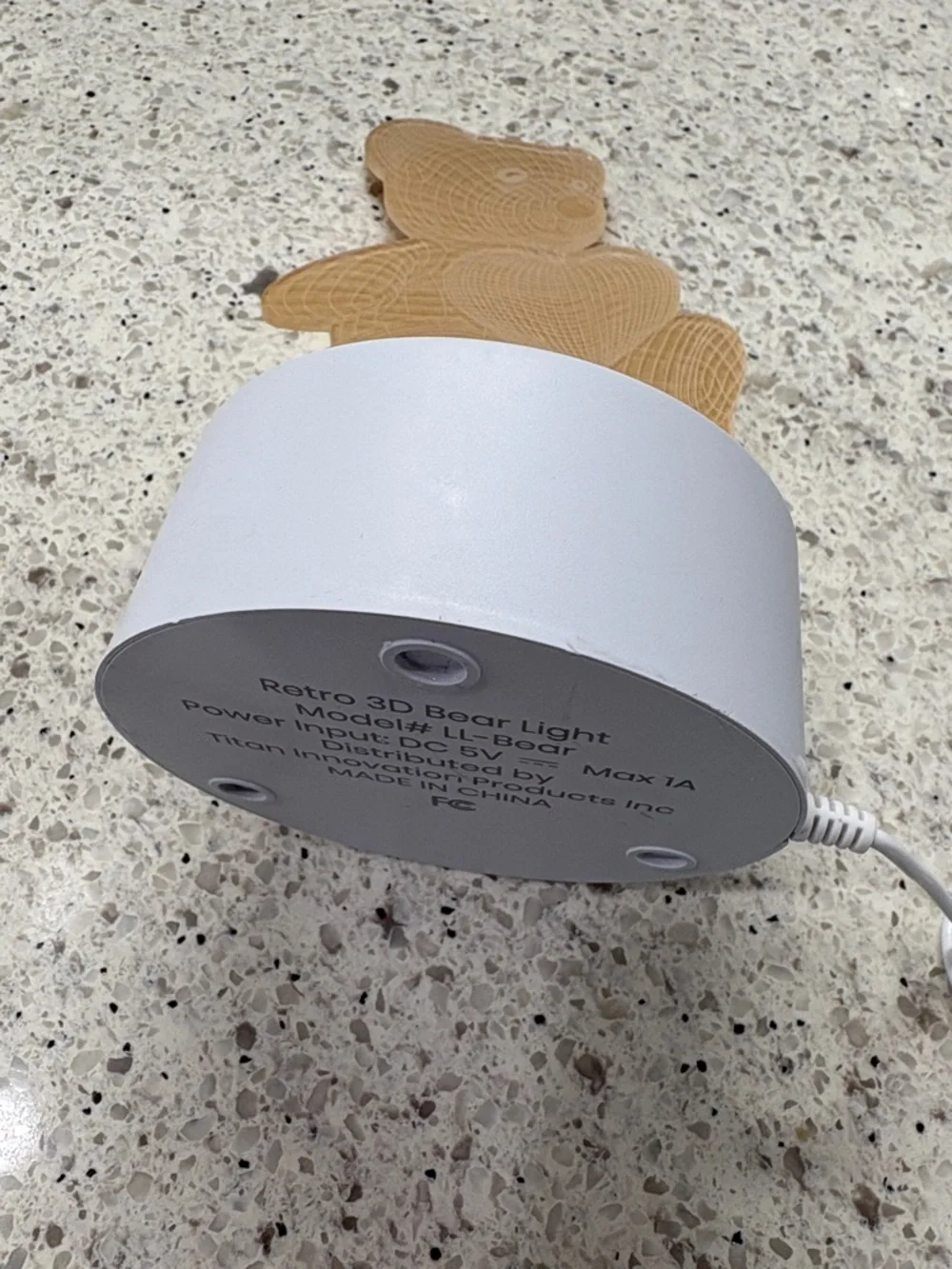 Teddy Bear Heart LED Night Light - Yellow Glow